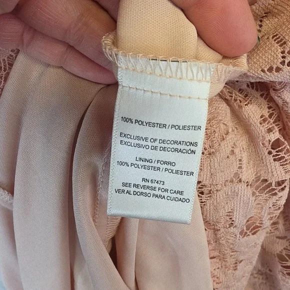 Danny & Nicole Dress Womens 4 Blush Pink Floral Lace Fit Flare Romantic Cottage - Picture 11 of 13